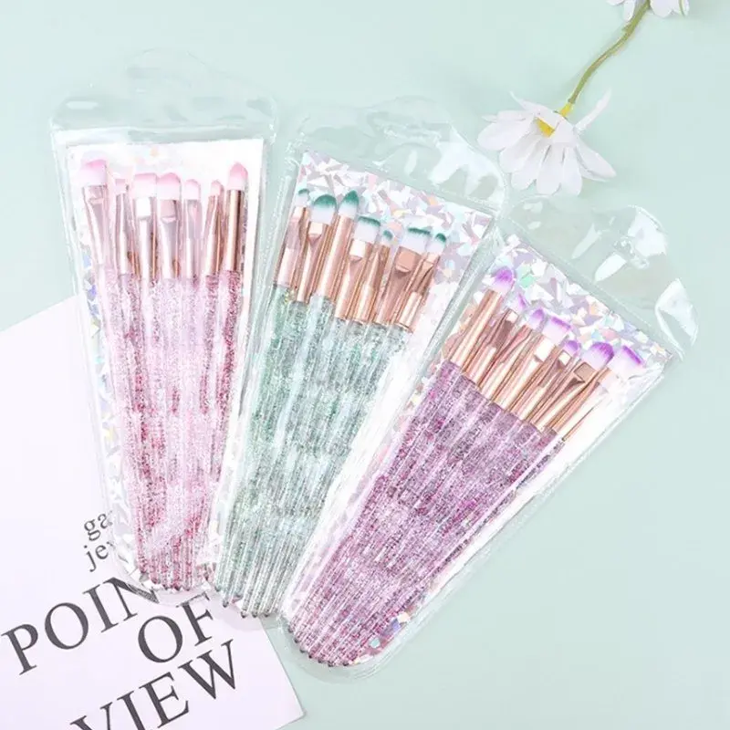 Kit Pincel De Maquiagem Cabo Glitter – 07 Peças