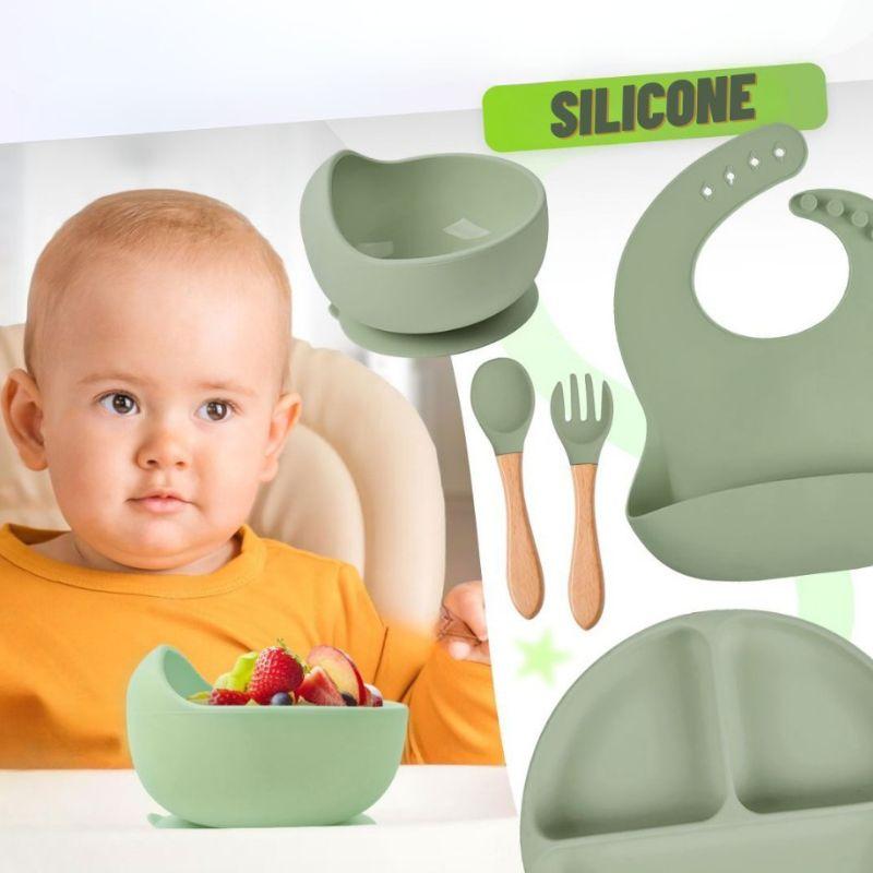 Kit Refeição Bebê Em Silicone – 06 Peças
