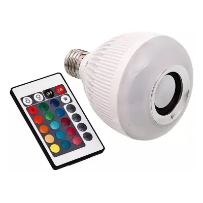 Lampada Musical Caixa Som 12w Bluetooth Luz Led RGB com Controle