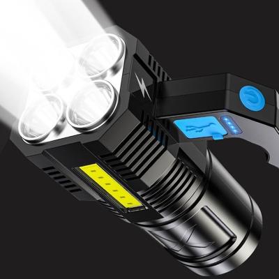 Lanterna 4 LED’S e Strobo Com Alça Alcance De Até 200 Metros