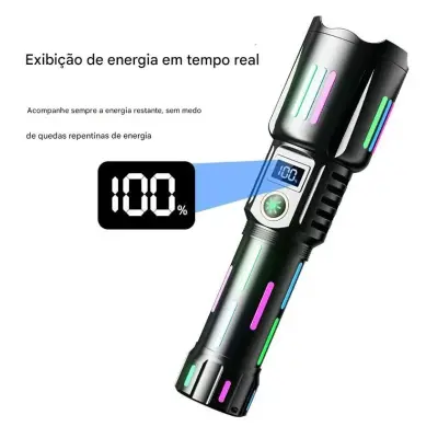 Lanterna Tática LED Potente Canhão De Luz Recarregável