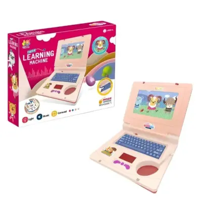 Notebook Infantil Musical Interativo com Luz e Teclado Educativo Rosa