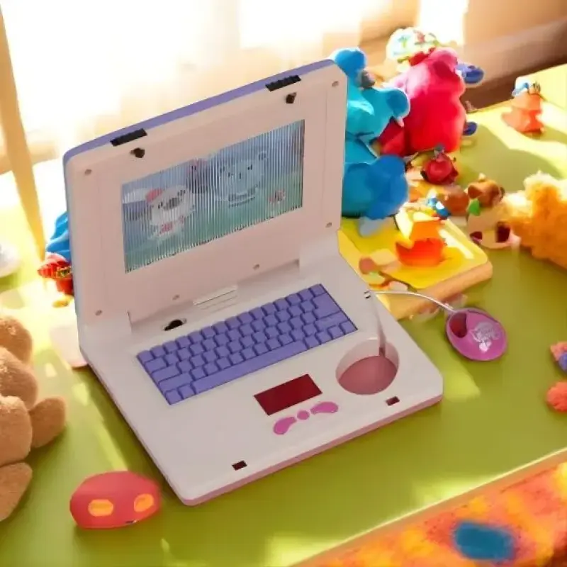 Notebook Infantil Musical Interativo com Luz e Teclado Educativo Rosa