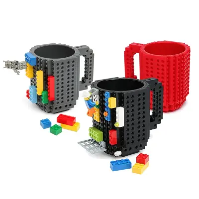 Caneca Lego Com Peças Bloquinhos para Montar 350ml