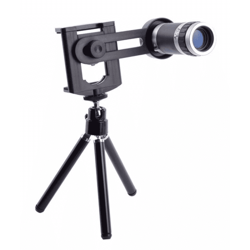 Lente Telescópio para Celular Aumento Zoom 8X com Suporte Tripé Universal