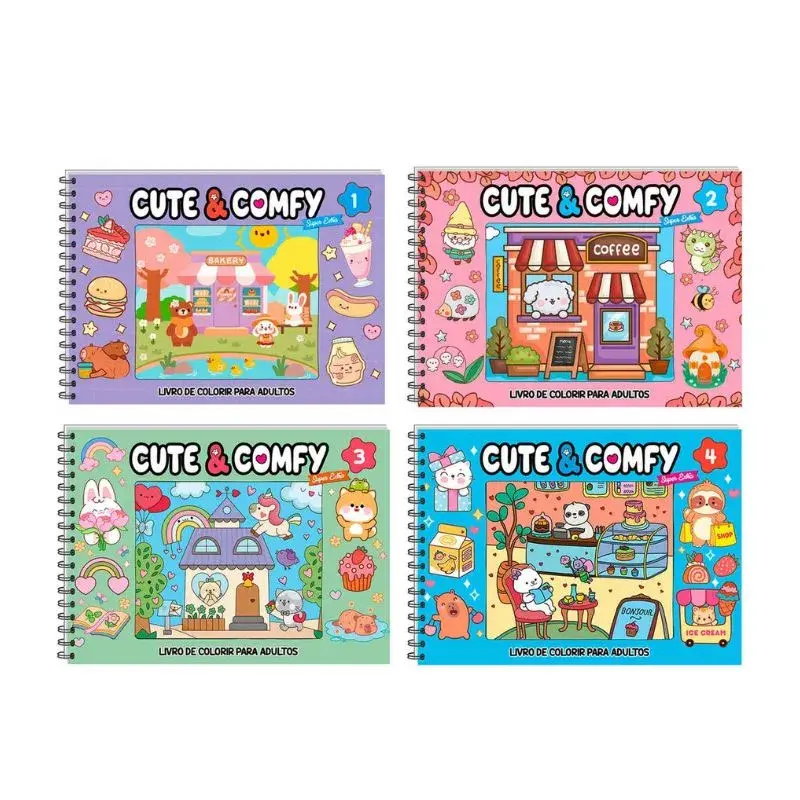 Livro De Colorir Cute & Comfy Tik Tok Capa Dura Holográfica