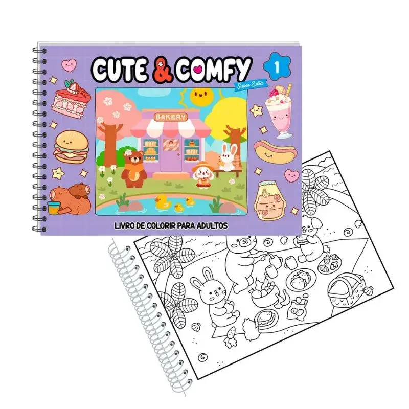 Livro De Colorir Cute & Comfy Tik Tok Capa Dura Holográfica