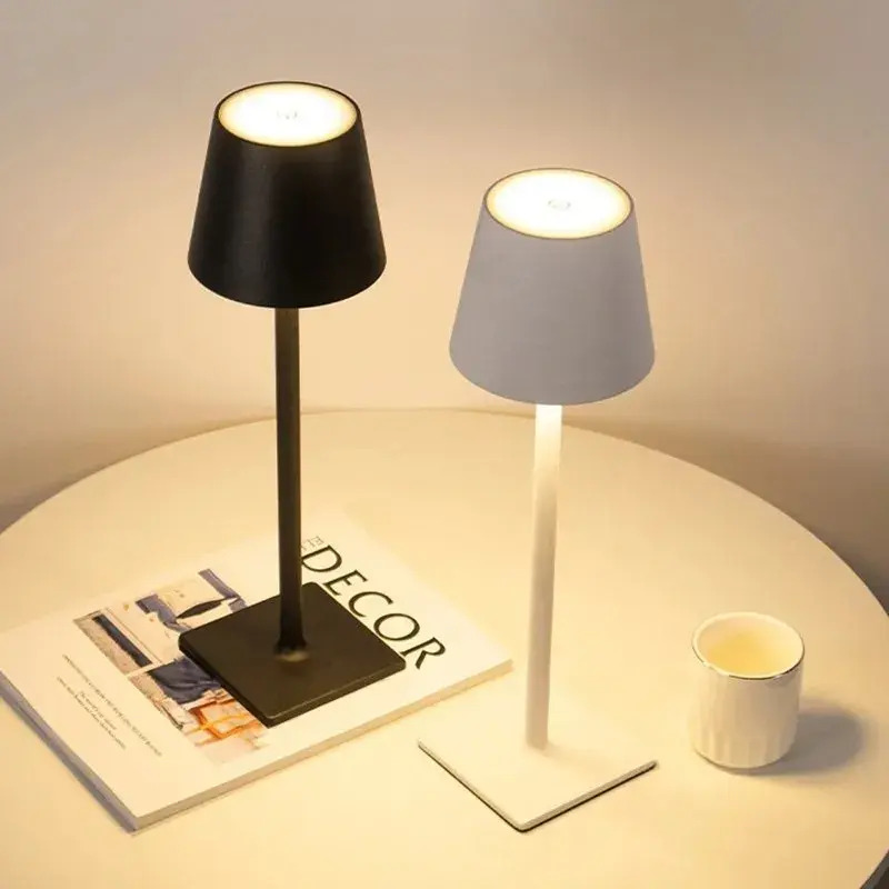 Luminária Abajur Mesa LED Touch Sem Fio Recarregável