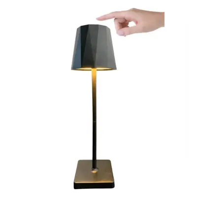 Luminária Abajur Mesa LED Touch Sem Fio Recarregável Preto