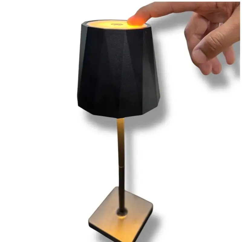 Luminária Abajur Mesa LED Touch Sem Fio Recarregável Preto
