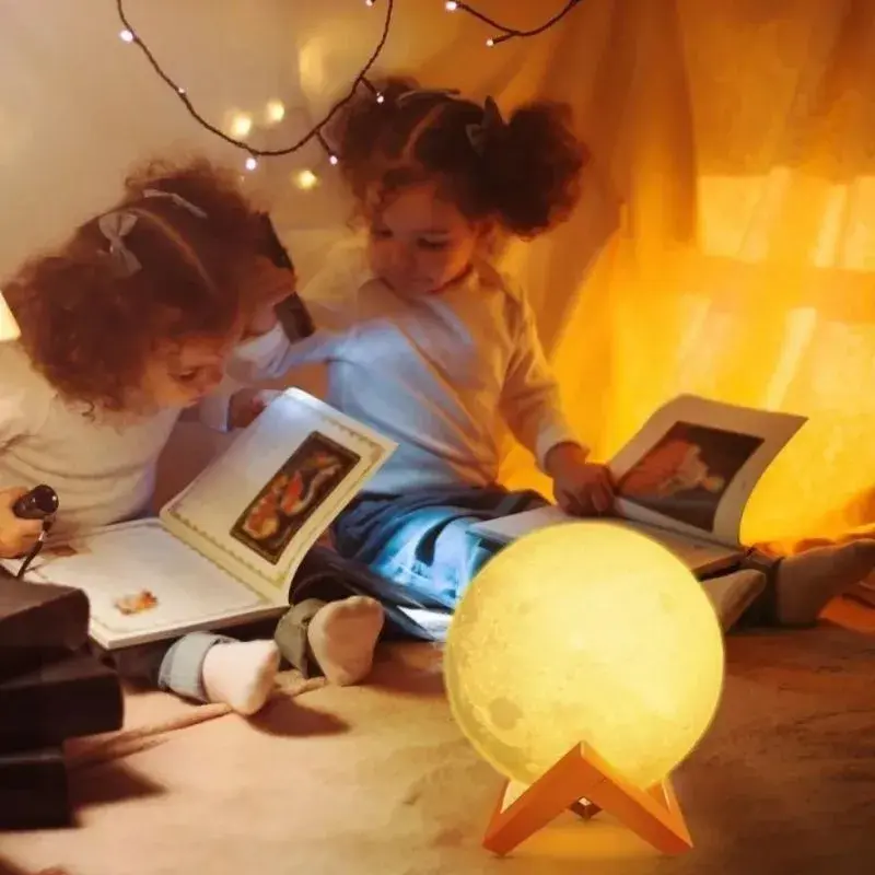 Luminária Abajur Mini Lua Cheia 3D
