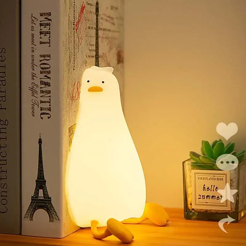 Luminaria Lampada Infantil Silicone Pato Recarregável