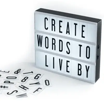 Luminária Letreiro de Cinema Light Box Led 96 Letras Números Ícones