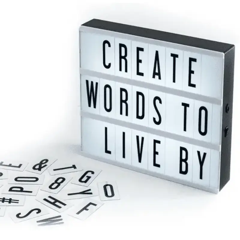 Luminária Letreiro de Cinema Light Box Led 96 Letras Números Ícones