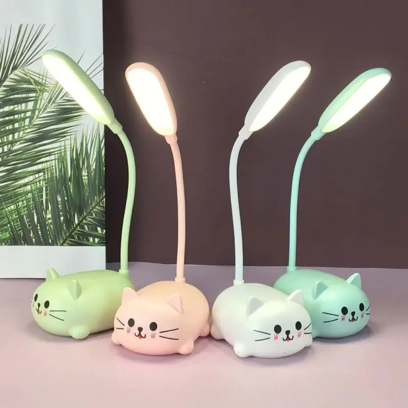 Luminária Mesa Abajur Bichinhos Gatinho Led Usb Recarregável Flexível