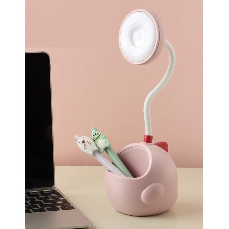Luminária Mesa Abajur Dinossauro com Porta Canetas e Led Recarregável