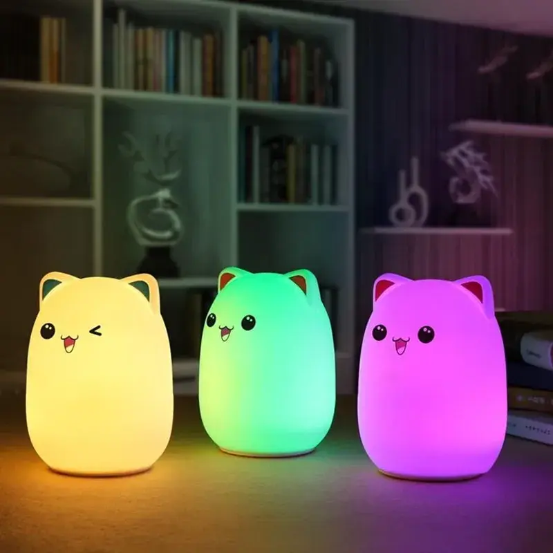 Luminária Silicone Touch Abajur Led Sensor Colorido Recarregavel Bichinhos