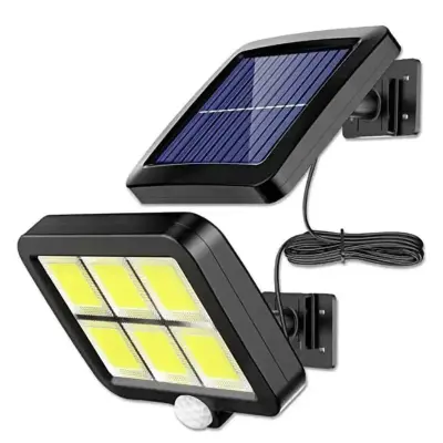 Luminária Solar 120 Cob Com Sensor Presença E Controle Remoto 3 Funções