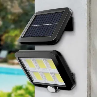 Luminária Solar 120 Cob Com Sensor Presença E Controle Remoto 3 Funções