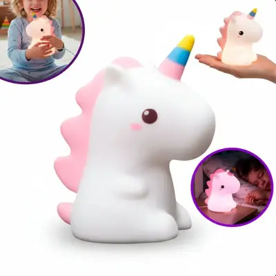Luminária Unicórnio Silicone Touch Abajur Recarregável Usb
