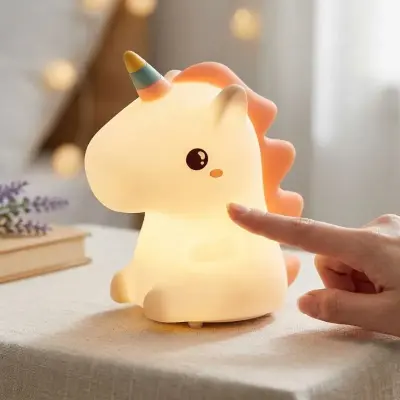 Luminária Unicórnio Silicone Touch Abajur Recarregável Usb