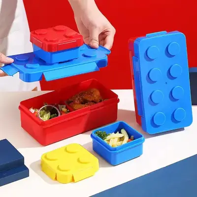 Marmita Lancheira Lego Infantil Escolar Blocos de Montar