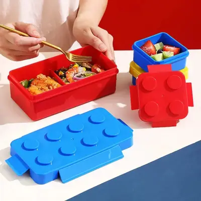 Marmita Lancheira Lego Infantil Escolar Blocos de Montar
