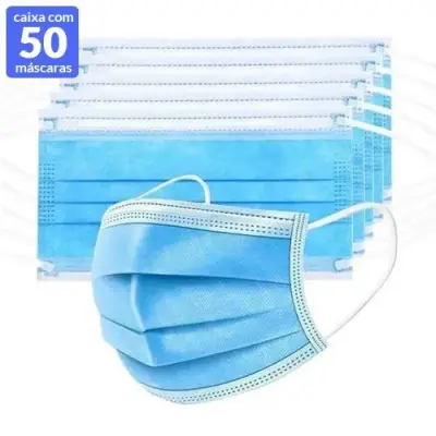 Máscara Descartável de Proteção Tripla – Face Mask – Caixa com 50 Unidades