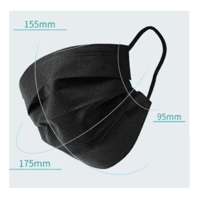 Máscara Descartável de Proteção Tripla Preta – Face Mask – Caixa com 50 Unidades