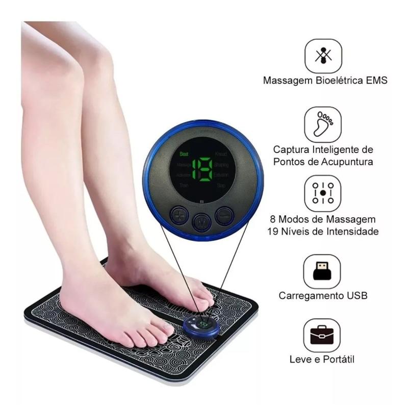 Massageador Tapete Para Pés Pernas Ems Magnético Relaxante Pro