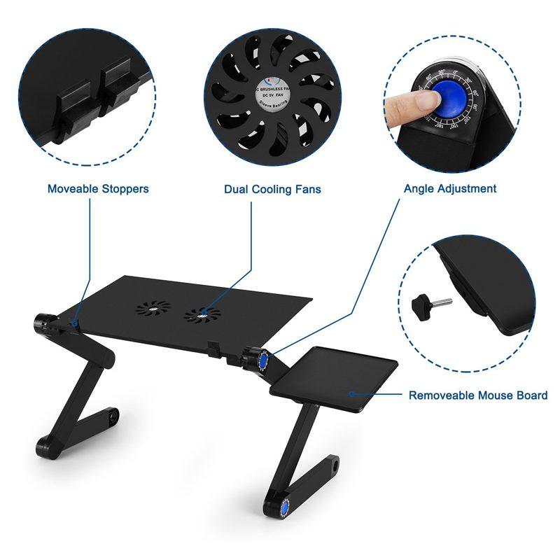 Mesa Notebook Multifuncional Articulável Portátil Cama Mouse T8 Cooler