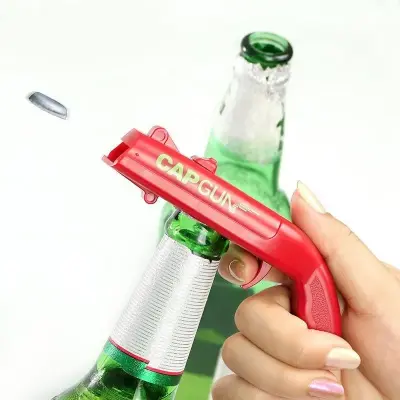 Mini Arma Abridor De Garrafa de Cerveja Atira Tampas Cap Gun