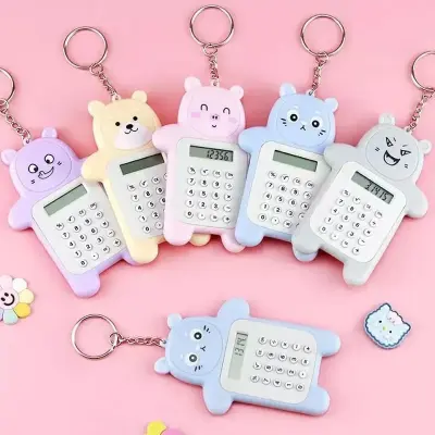 Mini Calculadora Colorida Bichinho Ursinho Fofo Com Chaveiro