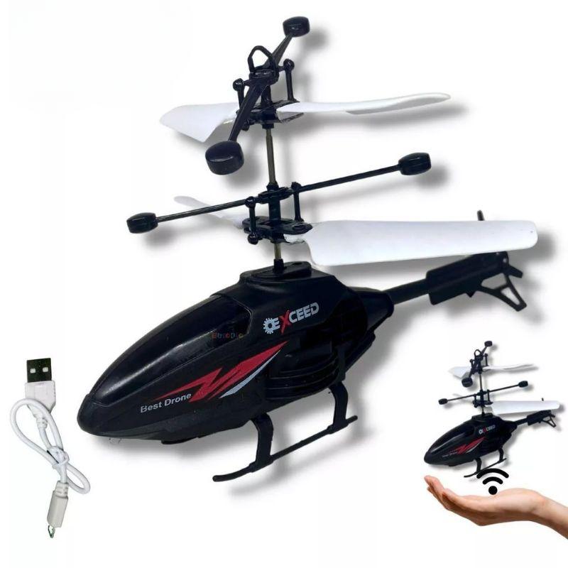Mini Helicóptero de Brinquedo Com Luz e Sensor