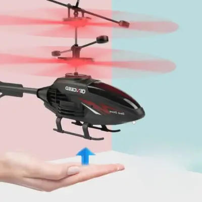 Mini Helicóptero de Brinquedo Com Luz e Sensor