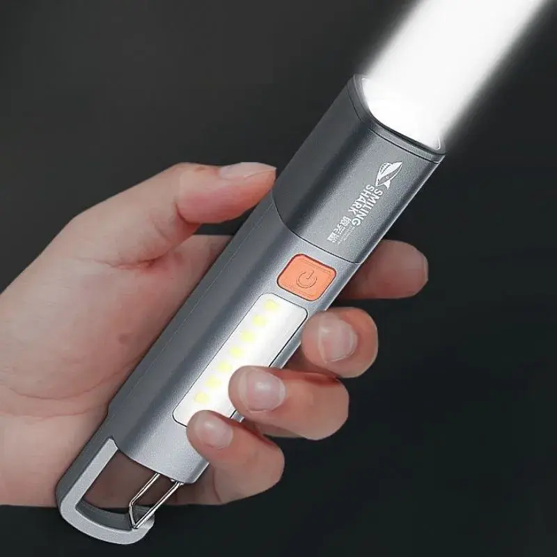 Mini Lanterna Led Recarregável Com Gancho Camping USB