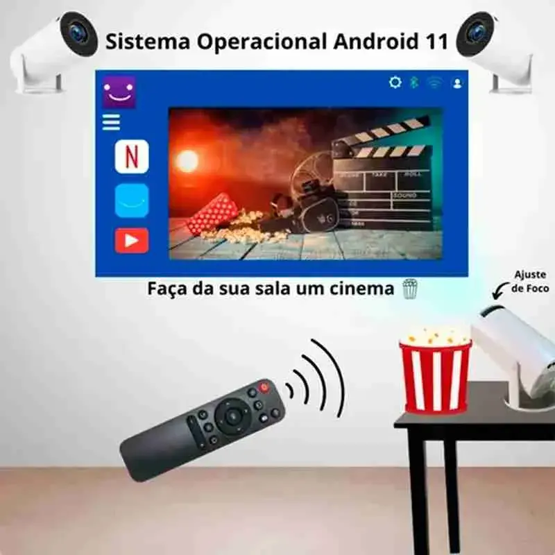 Mini Projetor Portátil Smart HY300 Pro – Suporte 4K