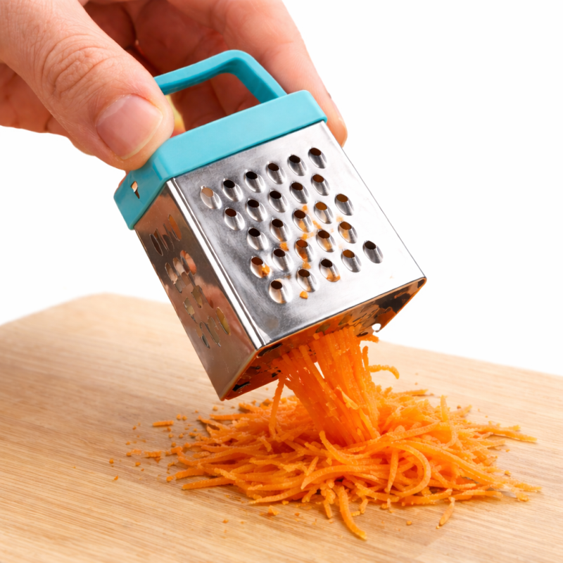 Mini Ralador Inox 4 Faces para Queijo, Alho e Legumes