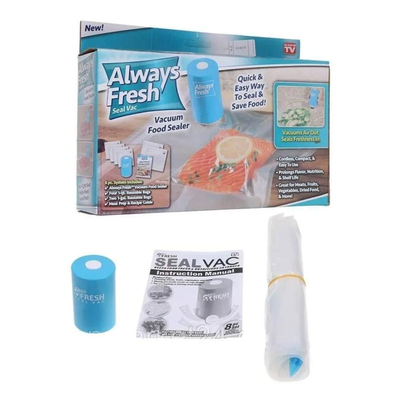 Mini Seladora Embalagem à Vácuo Portátil 6 Sacos Reutilizáveis Always Fresh