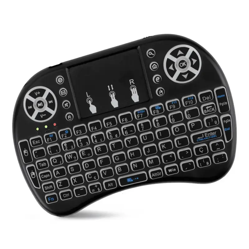 Mini Teclado Controle Sem Fio Para Smart Tv Box Iluminado Luz Led