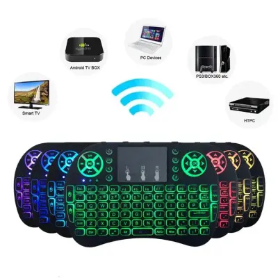Mini Teclado Controle Sem Fio Para Smart Tv Box Iluminado Luz Led