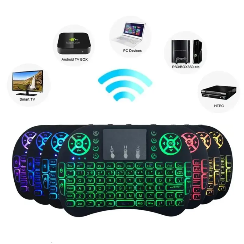 Mini Teclado Controle Sem Fio Para Smart Tv Box Iluminado Luz Led