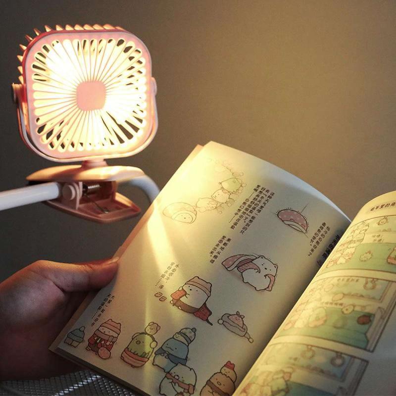 Mini Ventilador de Mesa Portátil Recarregável com Led 2 Velocidades