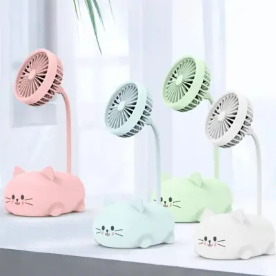 Mini Ventilador De Mesa Portatil USB Recarregável Gatinho