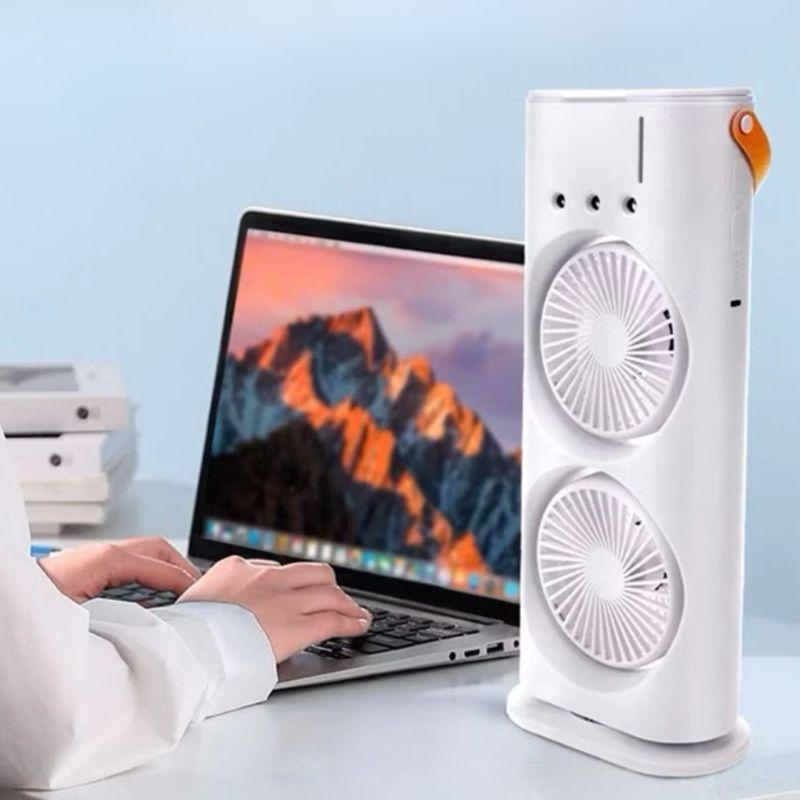 Mini Ventilador Umidificador Portátil Duplo