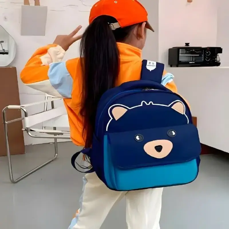 Mochila Escolar Infantil Flexível com Estojo Estampa Urso