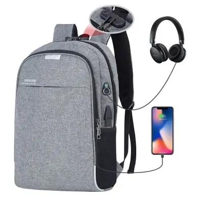 Mochila Notebook Anti Furto Com Cadeado E Entrada Fone De Ouvido E USB