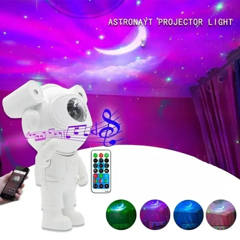 Astronauta Luminária Projetor com Som Bluetooth e Controle