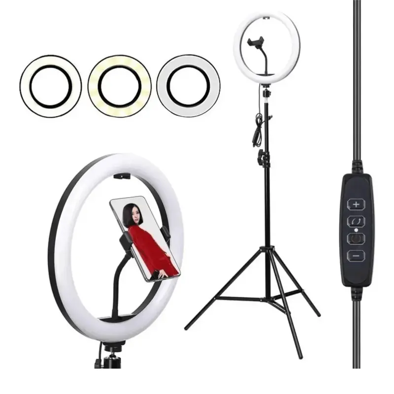 Kit Iluminador Ring Light 12 Polegadas – 30 cm – Com Tripé e Dimmer