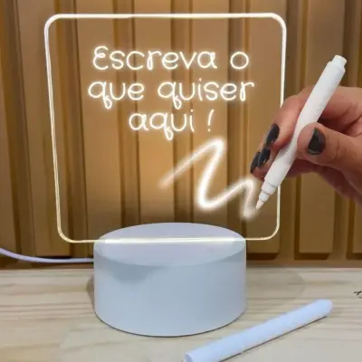 OFERTA! Luminária Lousa 3D Quadro De Mensagem